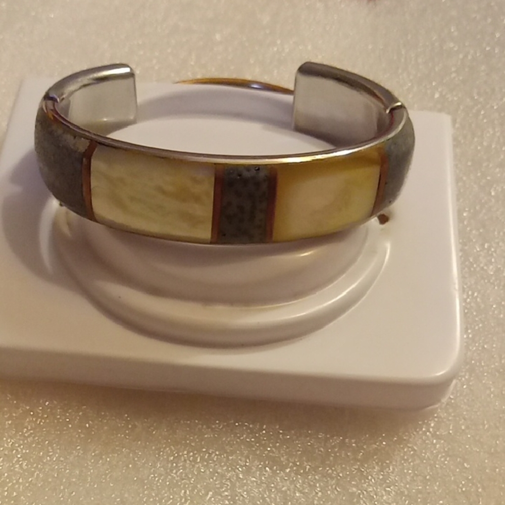 Elegant Silver and Cream Women's Bracelet